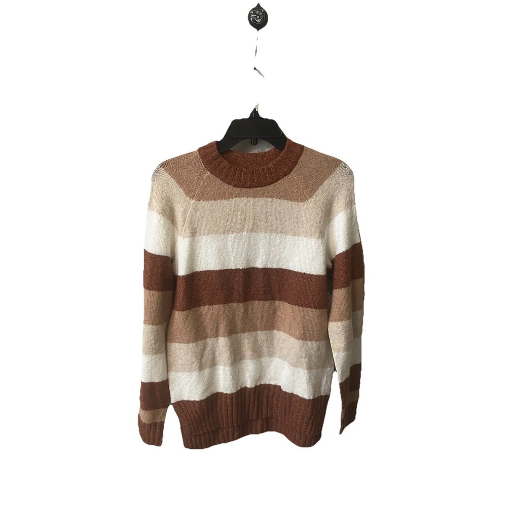 Time & Tru Sweater Women’s Size XS Rust Beige Stripe Pullover New